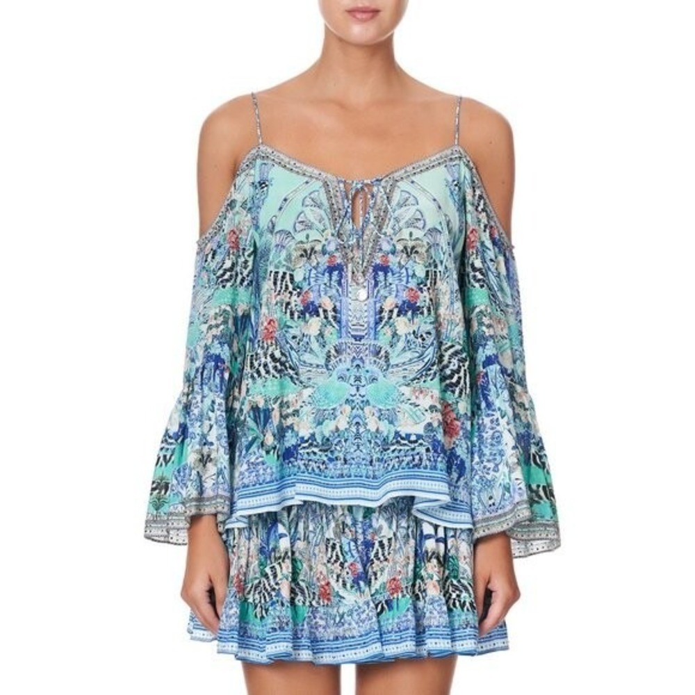 Camilla Wings Of Luxor Drop Shoulder Top XS and Short Shirred Skirt M Set